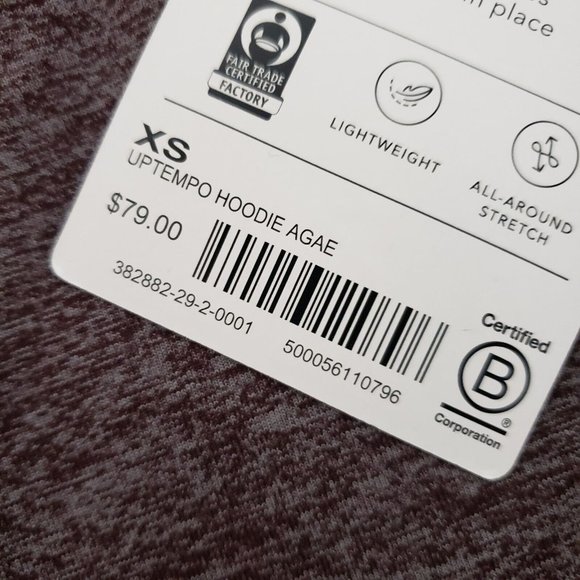 New Athleta Uptempo Hoodie Sweatshirt Aubergine Heathered Purple XS NWT - Picture 11 of 14
